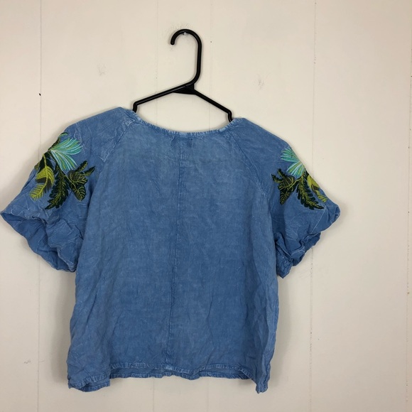 Style Envy Cropped Embroidered Blouse Sz S - Picture 7 of 9